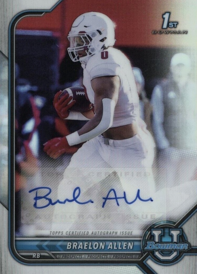 2021 Bowman University Chrome Prospect Autographs Braelon Allen #BA Football Card