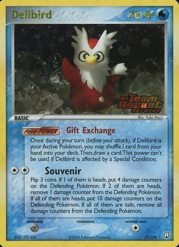 2004 Pokemon EX Team Rocket Returns Delibird-Reverse Foil #21 TCG Card