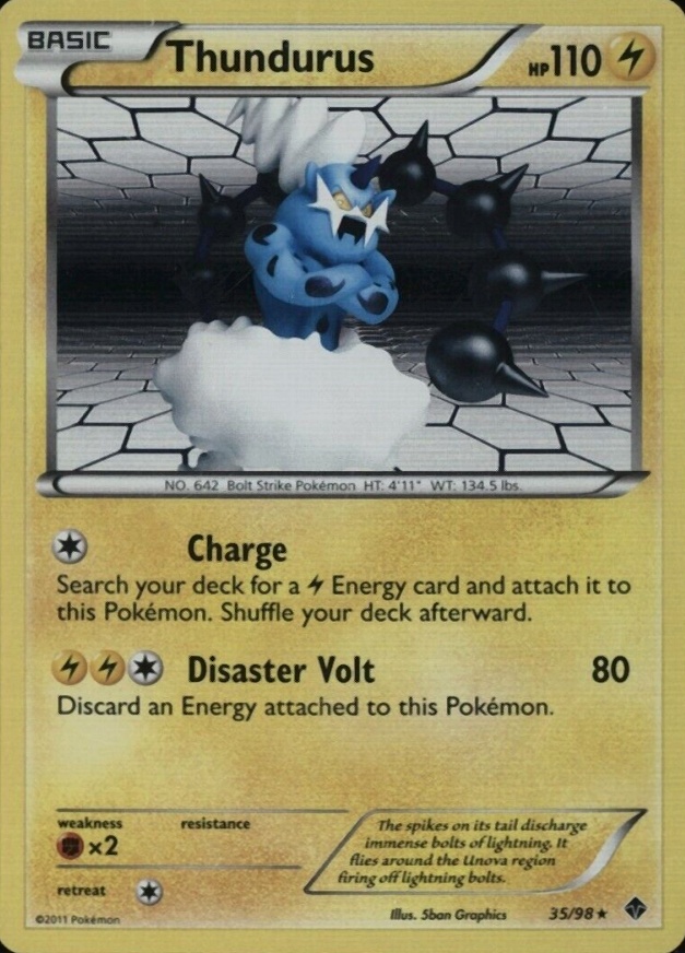 2011 Pokemon Black & White Emerging Powers Thundurus-Holo #35 TCG Card