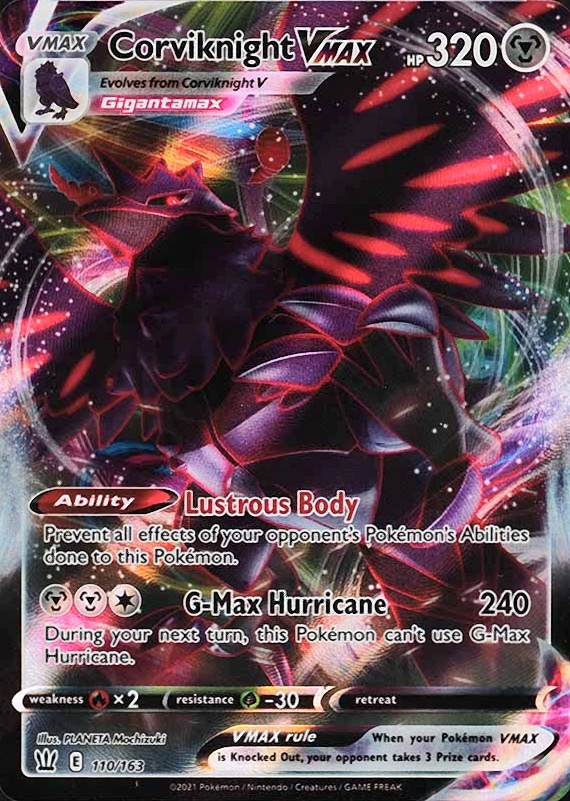 2021 Pokemon Sword & Shield Battle Styles Full Art/Corviknight Vmax #110 TCG Card