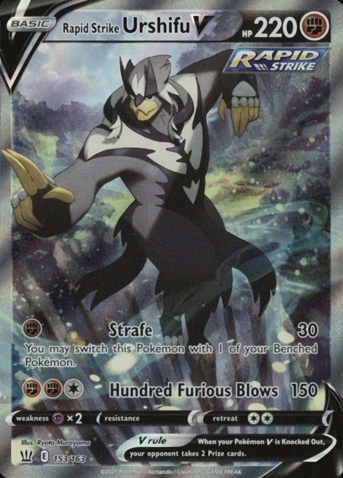 2021 Pokemon Sword & Shield Battle Styles Full Art/Rapid Strike Urshifu V #153 TCG Card