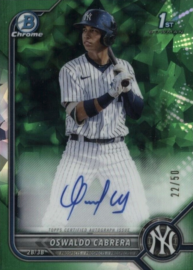 2022 Bowman Sapphire Edition Chrome Prospect Autographs Oswaldo Cabrera #OC Baseball Card