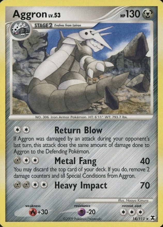 2009 Pokemon Platinum Rising Rivals Aggron #14 TCG Card