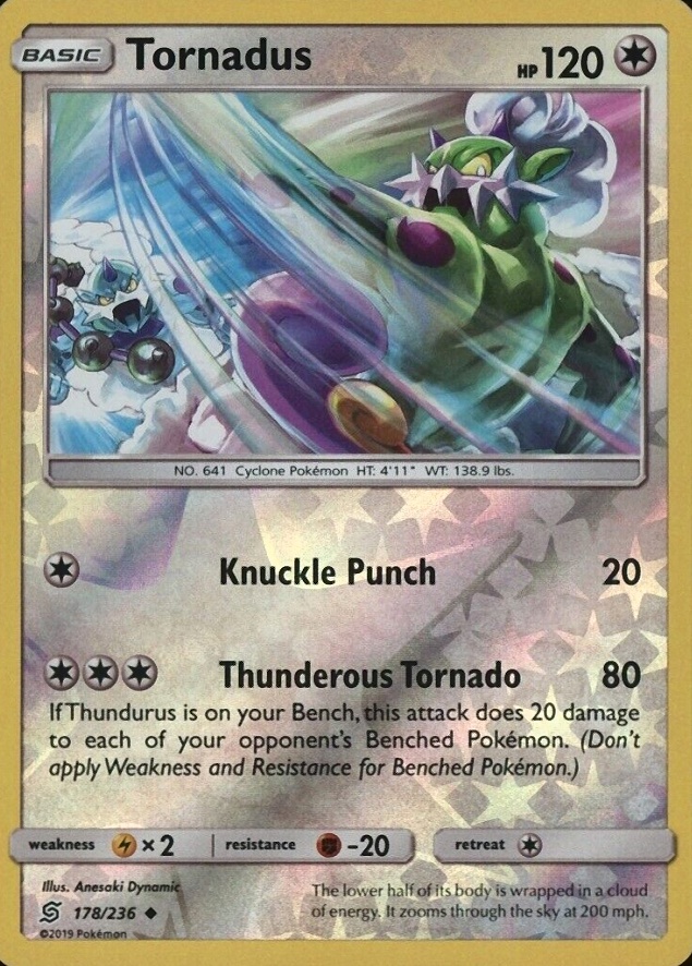 2019 Pokemon Sun & Moon Unified Minds Tornadus-Reverse Foil #178 TCG Card