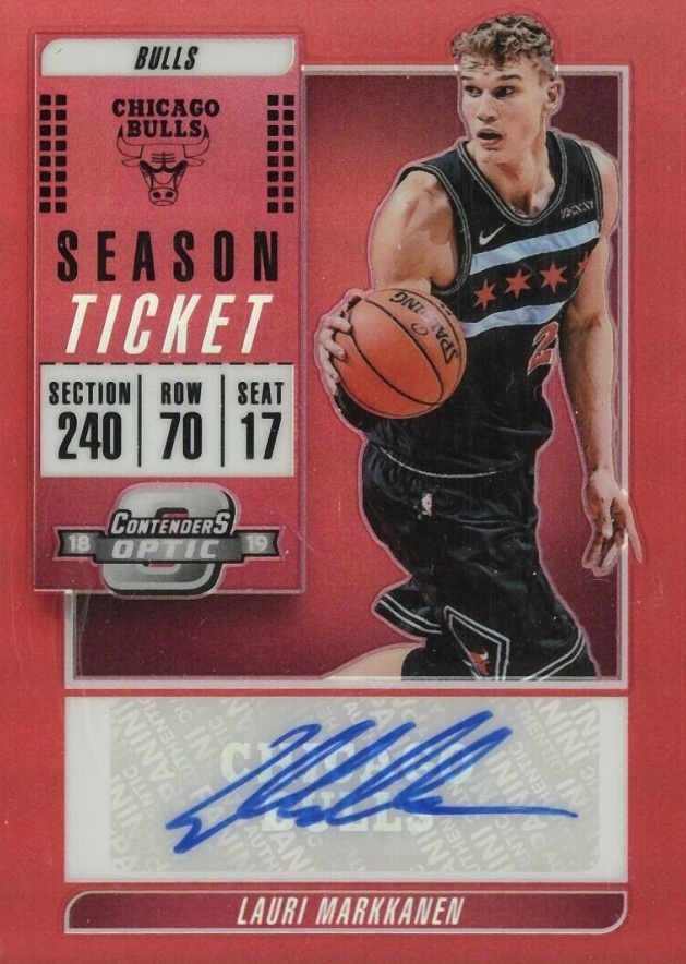 2018 Panini Contenders Optic Veteran Season Ticket Autographs Lauri Markkanen #LMK Basketball Card