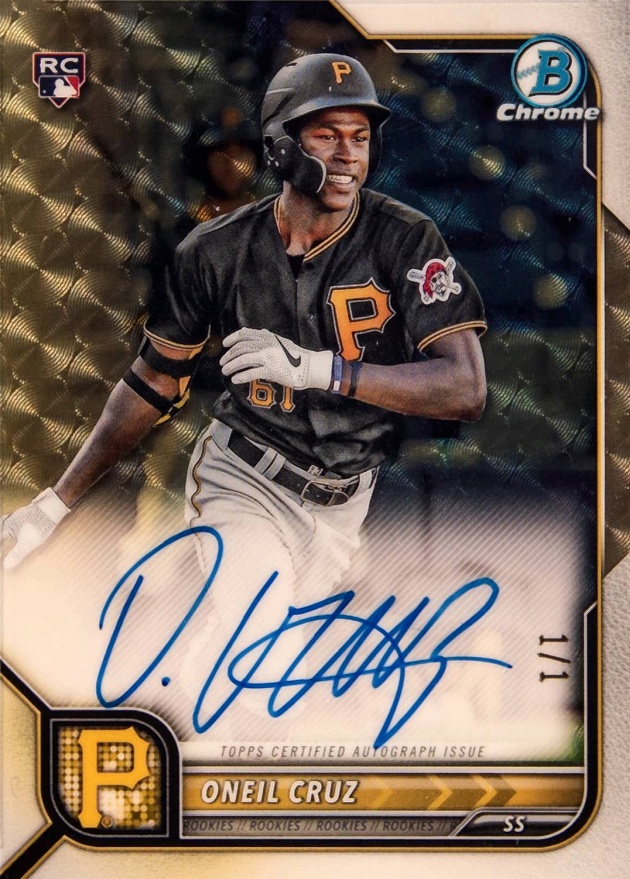 2022 Bowman Chrome Rookie Autographs Oneil Cruz #CRAOC Baseball Card