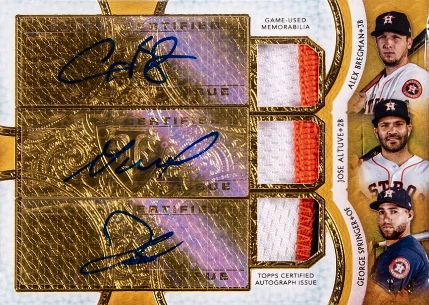 2018 Topps Triple Threads Autograph Relic Combo Alex Bregman/George Springer/Jose Altuve #AJG Baseball Card