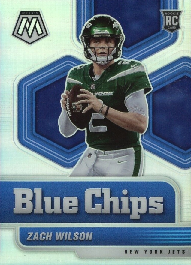 2021 Panini Mosaic Blue Chips Zach Wilson #2 Football Card