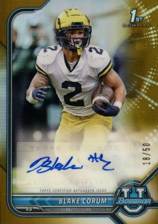 2021 Bowman University Chrome Prospect Autographs Blake Corum #BC Football Card