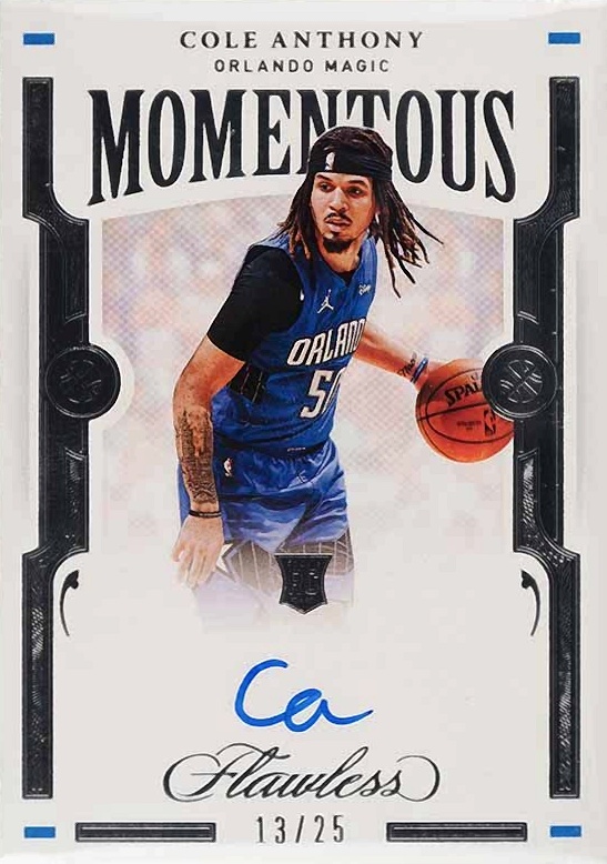 2020 Panini Flawless Momentous Autographs Cole Anthony #MOMCOL Basketball Card