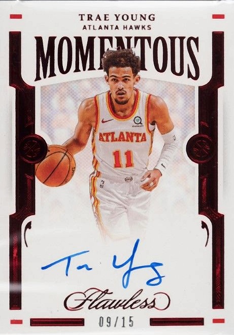 2020 Panini Flawless Momentous Autographs Trae Young #MOMTRA Basketball Card