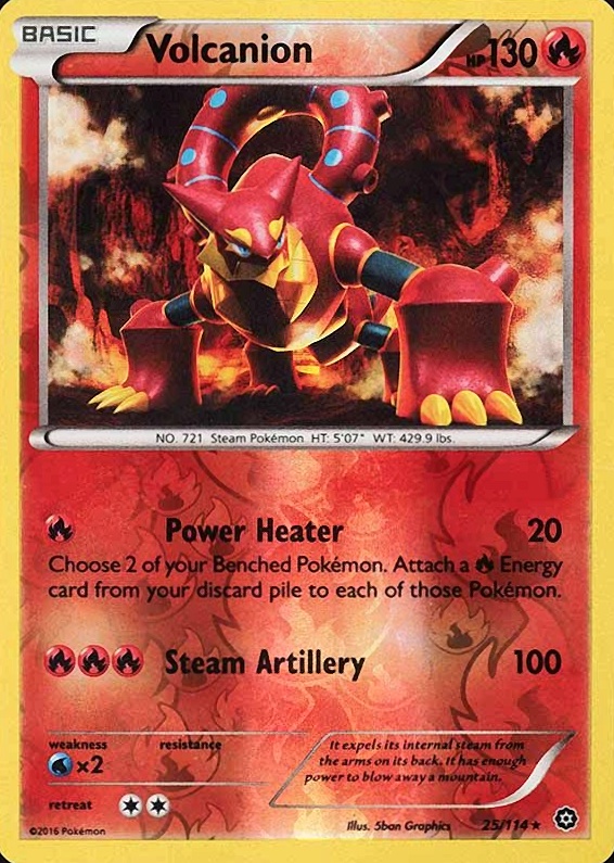 2016 Pokemon XY Steam Siege Volcanion-Reverse Foil #25 TCG Card