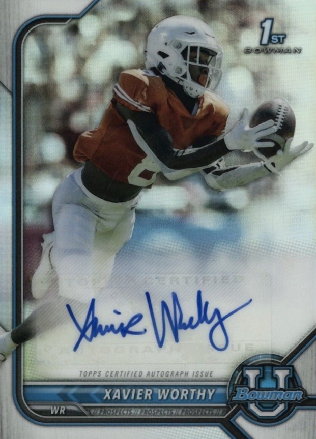 2021 Bowman University Chrome Prospect Autographs Xavier Worthy #XW Football Card