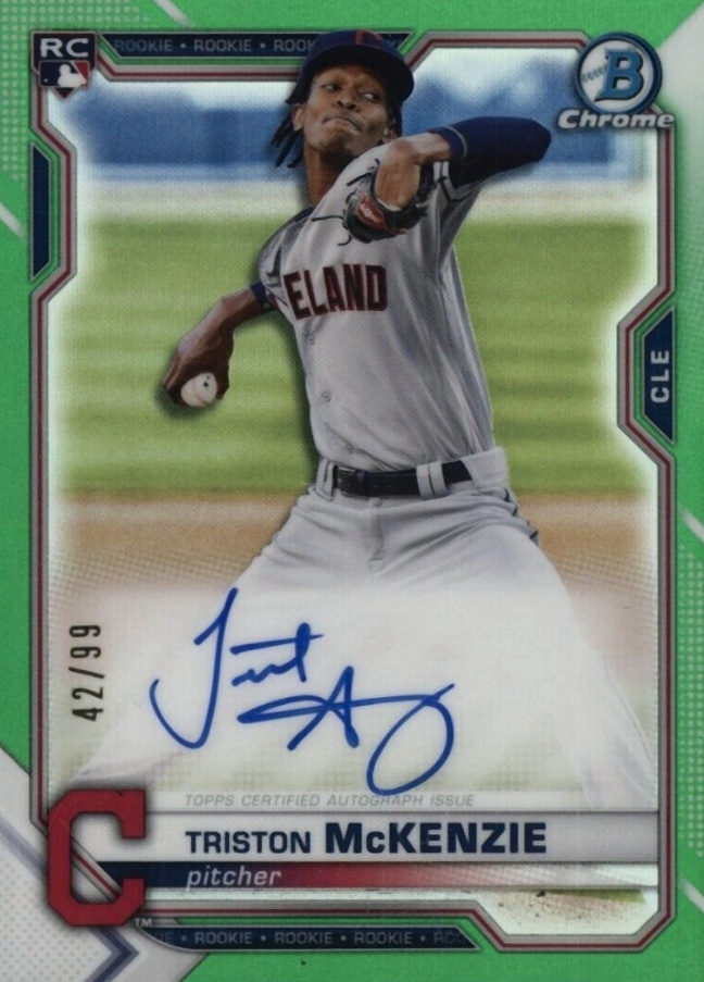 2021 Bowman Chrome Rookie Autographs Triston McKenzie #BCRATM Baseball Card