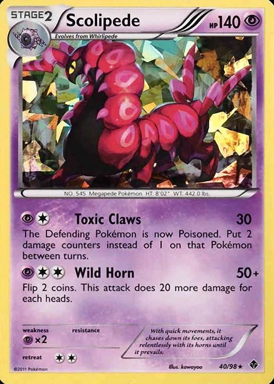 2011 Pokemon Black & White Emerging Powers Scolipede-Holo #40 TCG Card