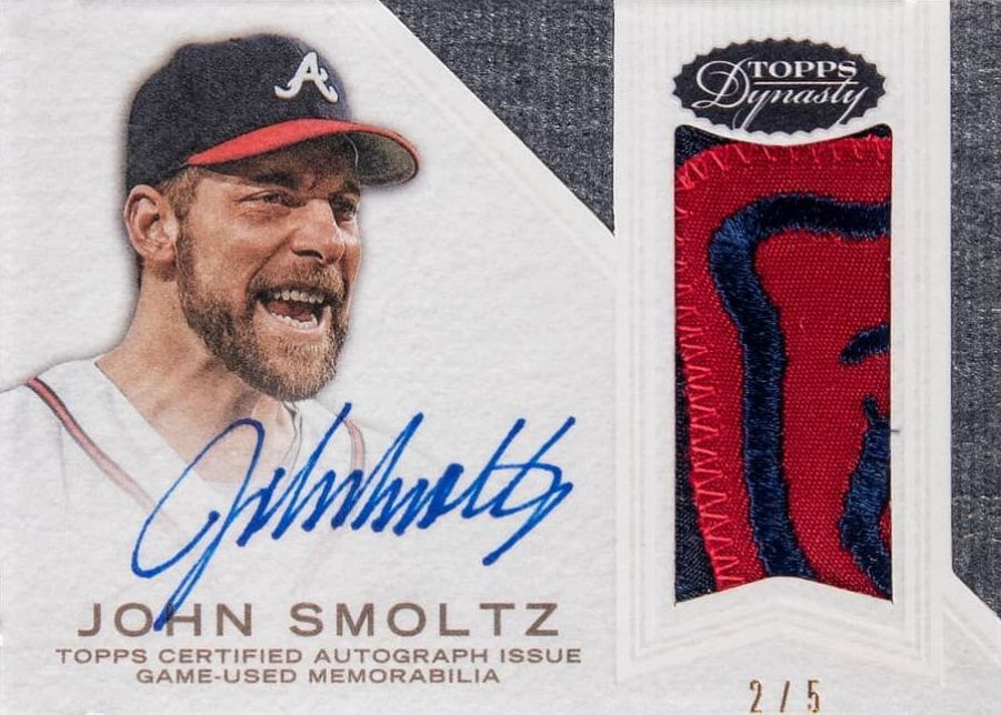 2016 Topps Dynasty Autograph Patches John Smoltz #APJS4 Baseball Card