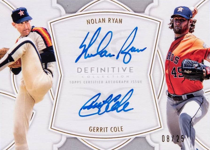 2020 Topps Definitive Collection Dual Autograph Collection Gerrit Cole/Nolan Ryan #RC Baseball Card