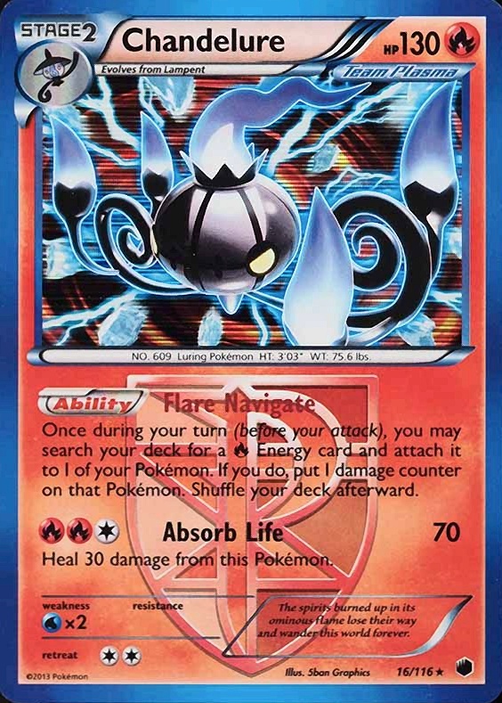 2013 Pokemon Black & White Plasma Freeze Chandelure-Holo #16 TCG Card