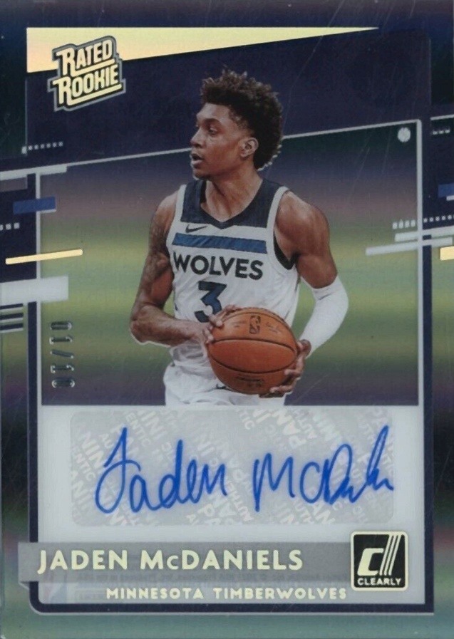 2020 Panini Clearly Donruss Rated Rookie Autographs Jaden Mcdaniels #JMD Basketball Card