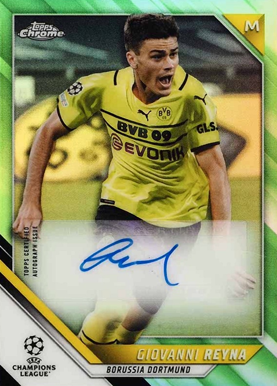 2021 Topps Chrome UEFA Champions League Chrome Autographs Giovanni Reyna #GR Soccer Card