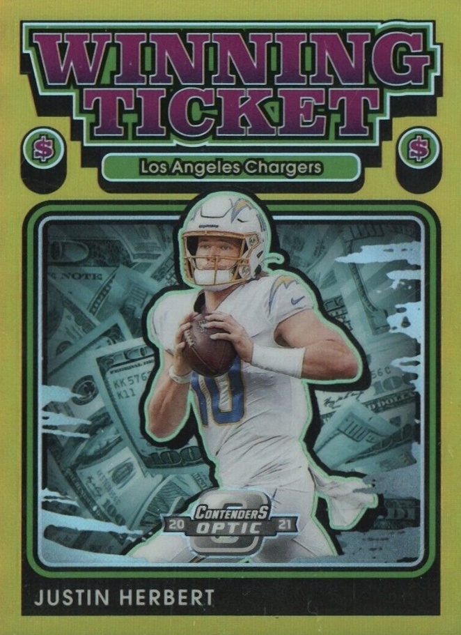 2021 Panini Contenders Optic Winning Tickets Justin Herbert #WT3 Football Card