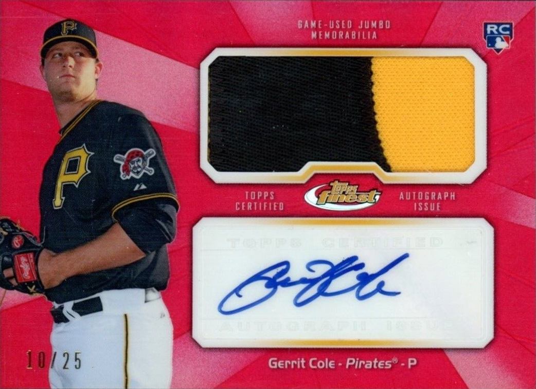 2013 Finest Autograph Jumbo Relic Gerrit Cole #AJRGC Baseball Card