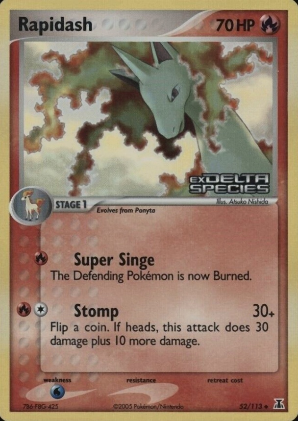 2005 Pokemon EX Delta Species Rapidash-Reverse Foil #52 TCG Card