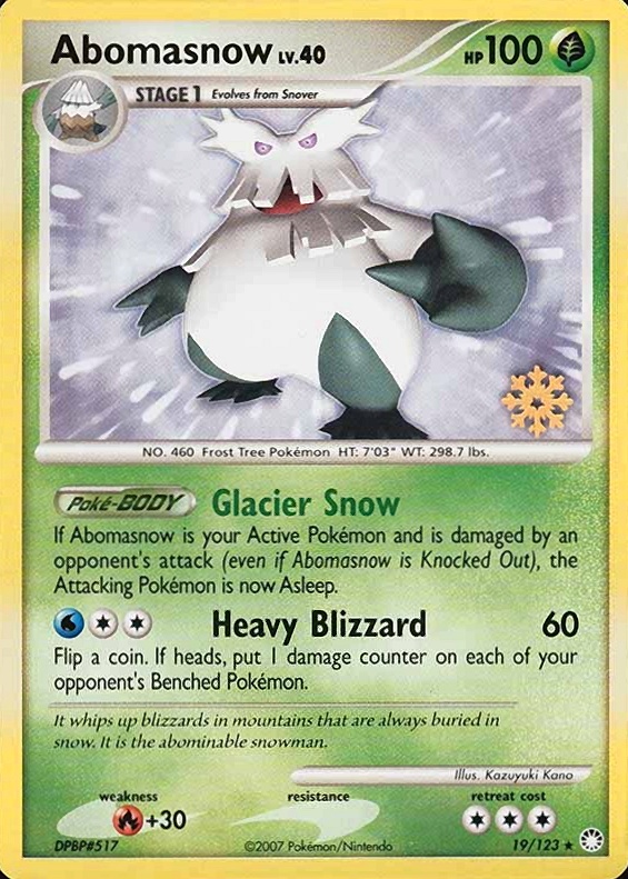 2007 Pokemon Diamond & Pearl Mysterious Treasures Abomasnow #19 TCG Card