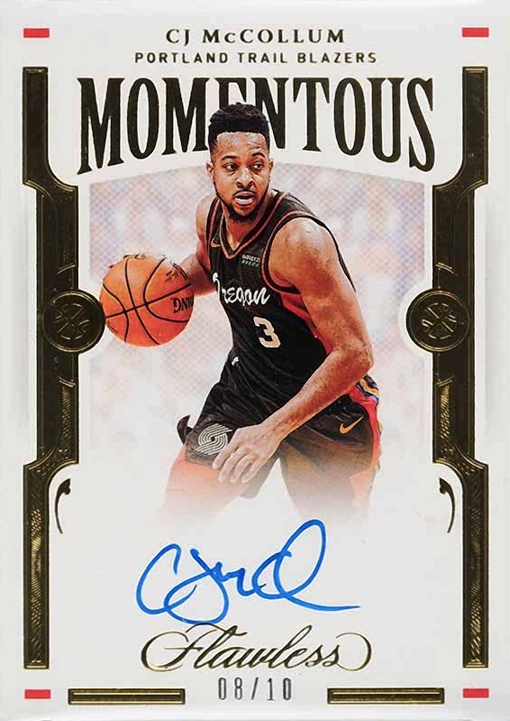 2020 Panini Flawless Momentous Autographs C.J. McCollum #MOMCJM Basketball Card