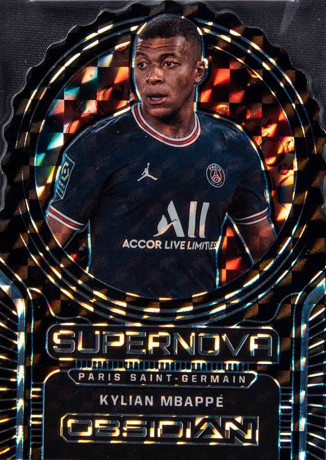 2021 Panini Obsidian Supernova Die-Cut Kylian Mbappe #1 Soccer Card