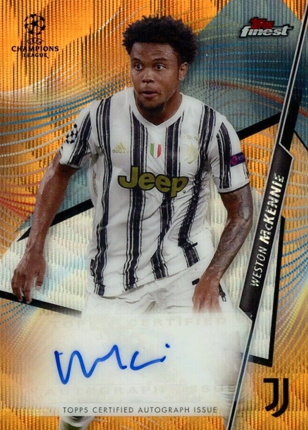 2020 Topps Finest UEFA Champions League Autographs Weston Mckennie #WMC Soccer Card