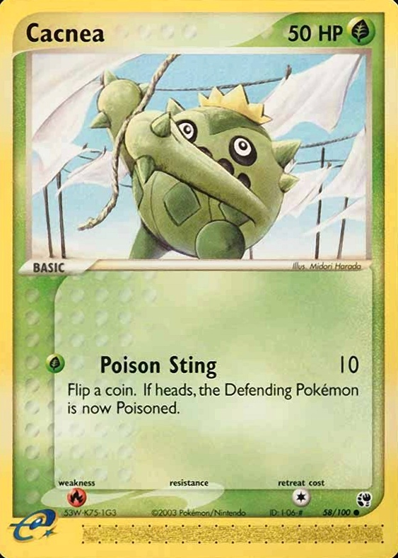 2003 Pokemon EX Sandstorm Cacnea #58 TCG Card