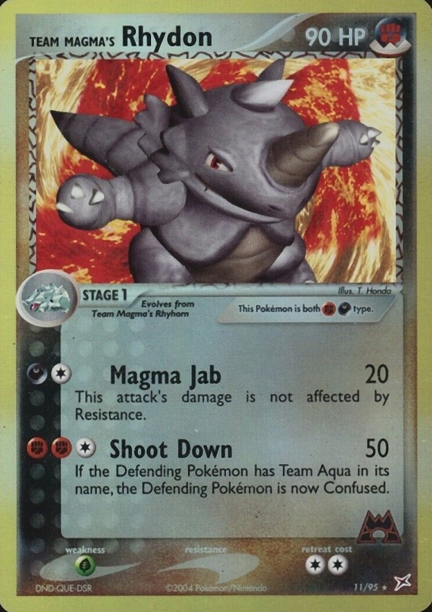 2004 Pokemon EX Team Magma vs. Team Aqua Team Magma's Rhydon-Reverse Foil #11 TCG Card