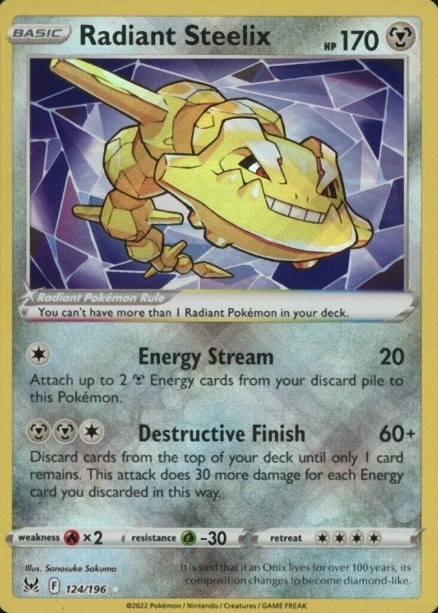 2022 Pokemon Sword & Shield Lost Origin Radiant Steelix #124 TCG Card