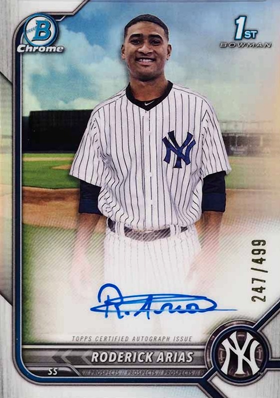 2022 Bowman Chrome Prospect Autographs Roderick Arias #CPARA Baseball Card