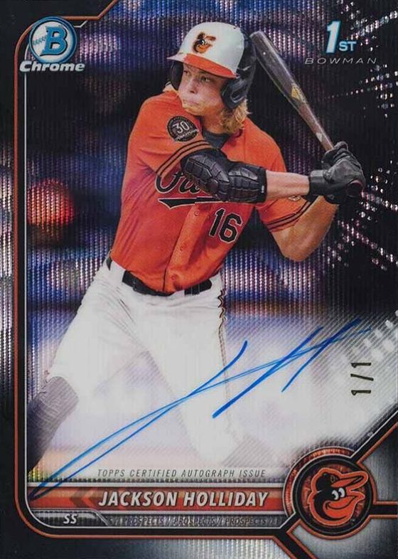 2022 Bowman Draft Chrome Draft Pick Autographs Jackson Holliday #CDAJH Baseball Card