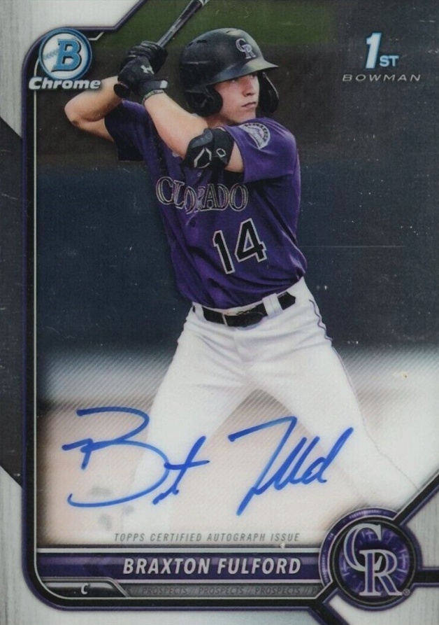 2022 Bowman Chrome Prospect Autographs Braxton Fulford #CPABF Baseball Card