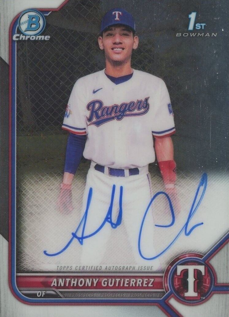 2022 Bowman Chrome Prospect Autographs Anthony Gutierrez #CPAAG Baseball Card