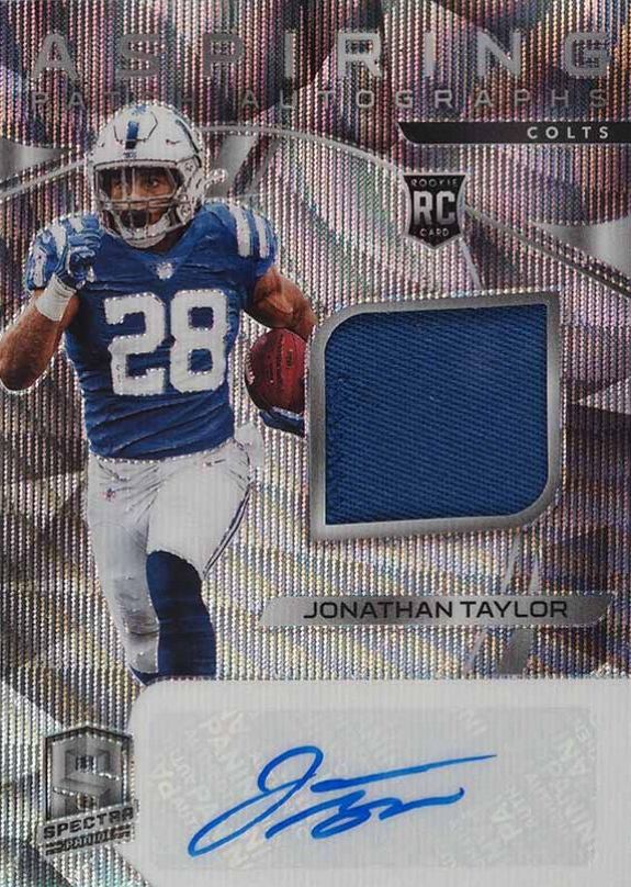 2020 Panini Spectra Aspiring Patch Autographs Jonathan Taylor #8 Football Card