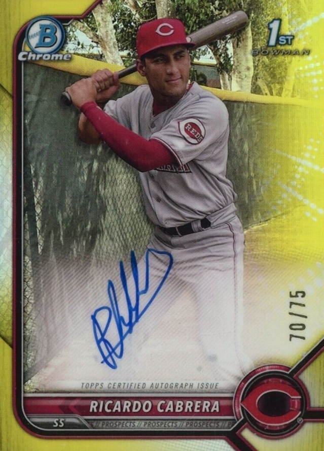 2022 Bowman Chrome Prospect Autographs Ricardo Cabrera #CPARCA Baseball Card
