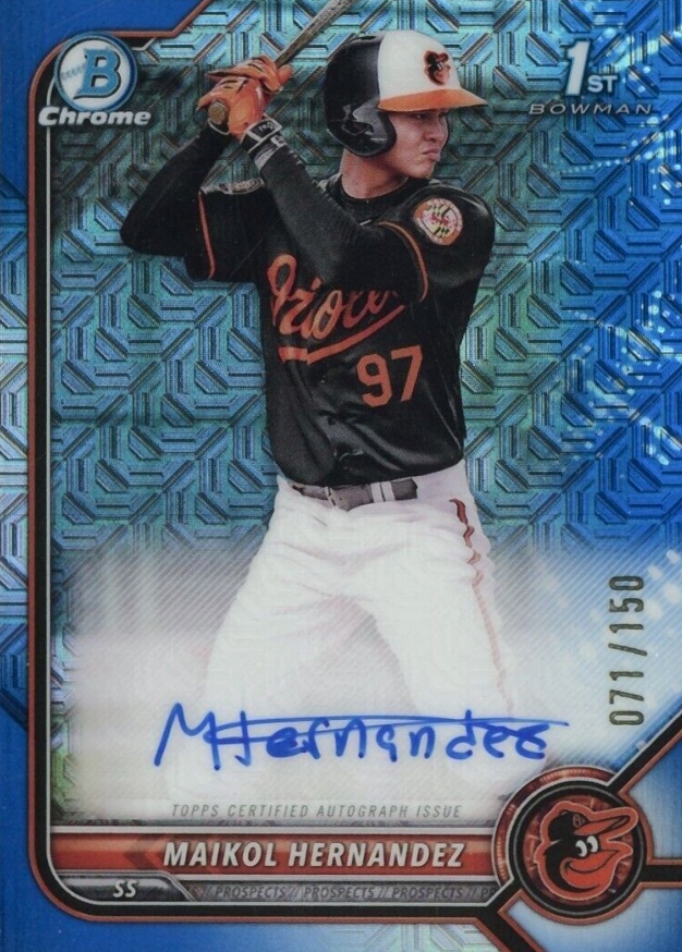 2022 Bowman Chrome Prospect Autographs Maikol Hernandez #CPAMH Baseball Card