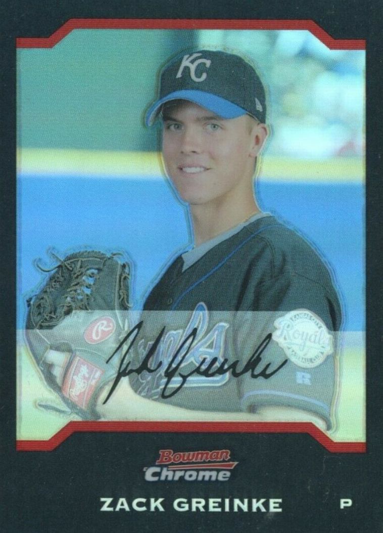 2004 Bowman Chrome Draft Picks Zack Greinke #14 Baseball Card