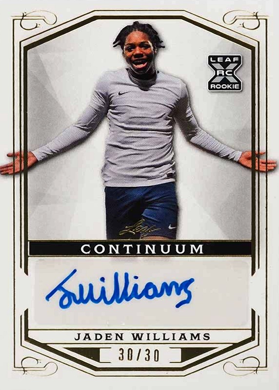 2022 Leaf Continuum Autographs Jaden Williams #57 Soccer Card