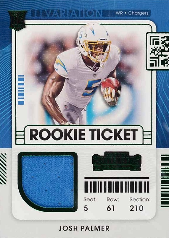 2021 Panini Contenders Rookie Ticket Swatches Josh Palmer #JPA Football Card