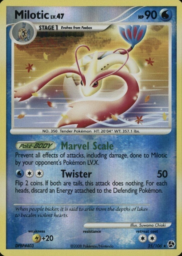 2008 Pokemon Diamond & Pearl Great Encounters Milotic-Reverse Foil #25 TCG Card