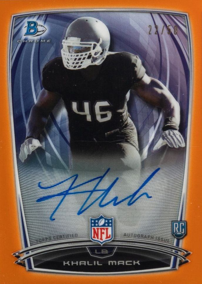 2014 Bowman Chrome Rookie Autograph Khalil Mack #23 Football Card