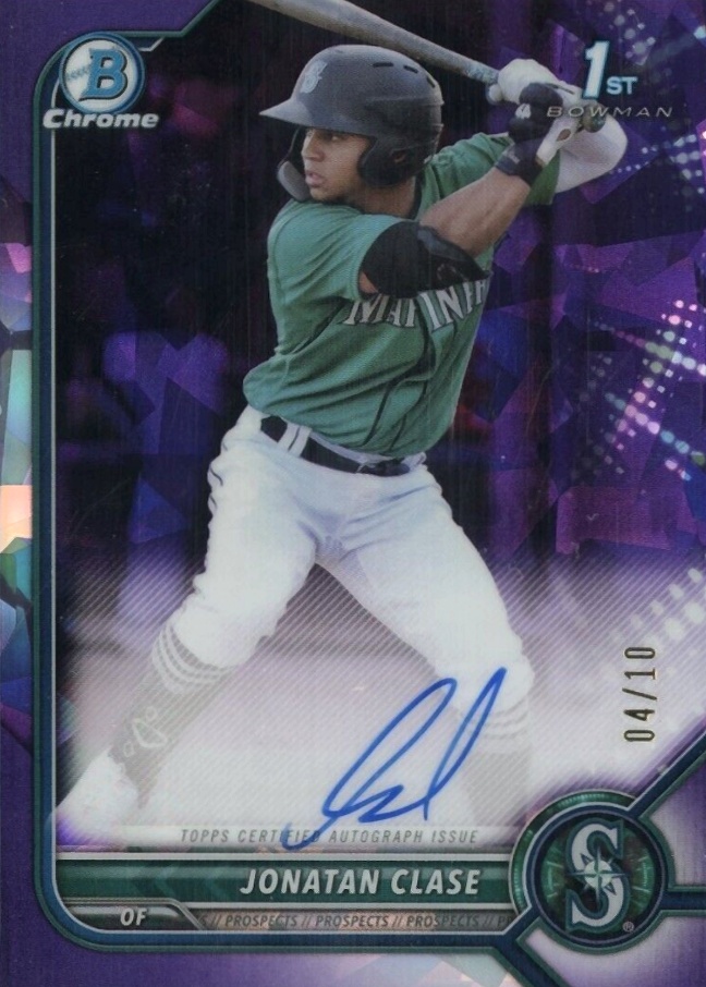 2022 Bowman Sapphire Edition Chrome Prospect Autographs Jonatan Clase #JC Baseball Card