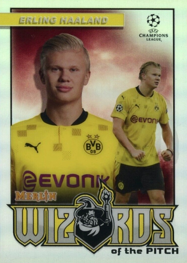 2020 Topps Merlin Chrome UEFA Champions League Wizards of the Pitch Erling Haaland #EH Soccer Card