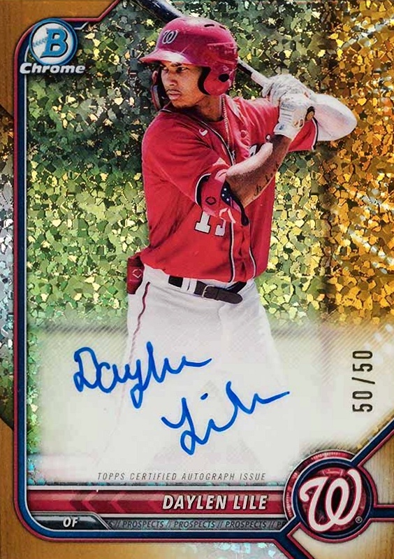 2022 Bowman Chrome Prospect Autographs Daylen Lile #CPADL Baseball Card