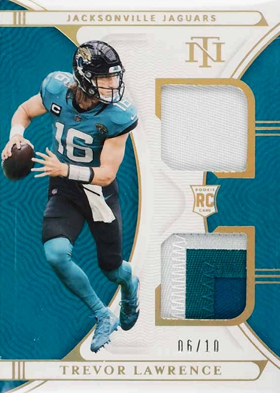 2021 Panini National Treasures Rookie Dual Materials Trevor Lawrence #1 Football Card